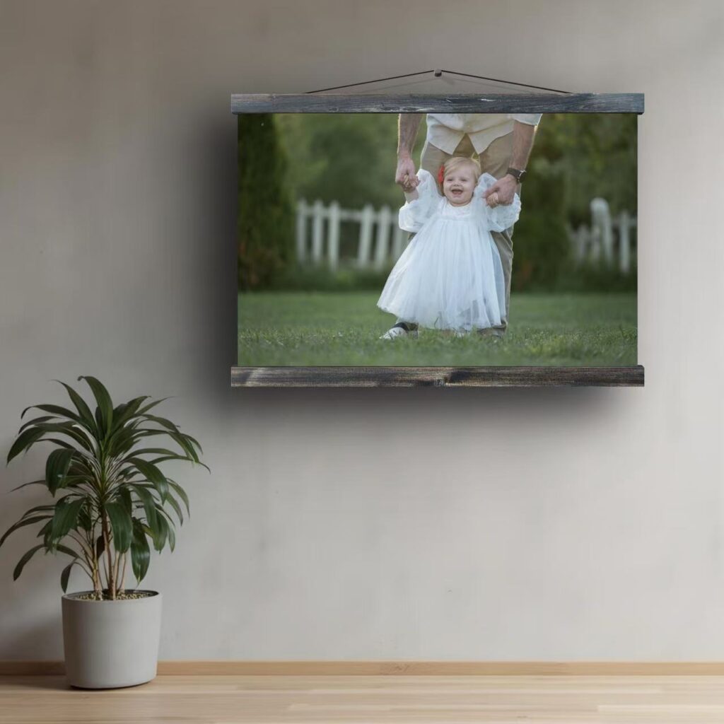Artwork displayed with a stylish poster hanger, showing Wallartee’s alternative framing options for a casual, modern look