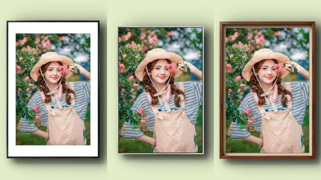 Same artwork shown in various frame styles, illustrating how different designs from Wallartee create distinct visual effects