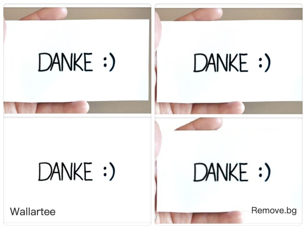 Wallartee vs remove.bg comparison on the same image showing text-only extraction in Wallartee and object cutout in remove.bg